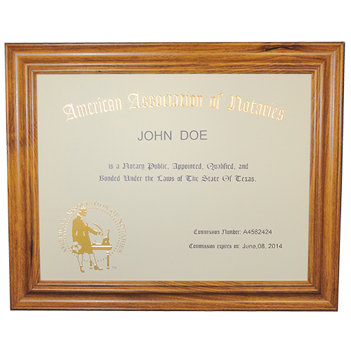 Utah Notary Unofficial Commission Certificate Frame